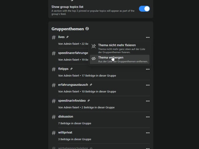 Neue Gruppenthemen erklärt