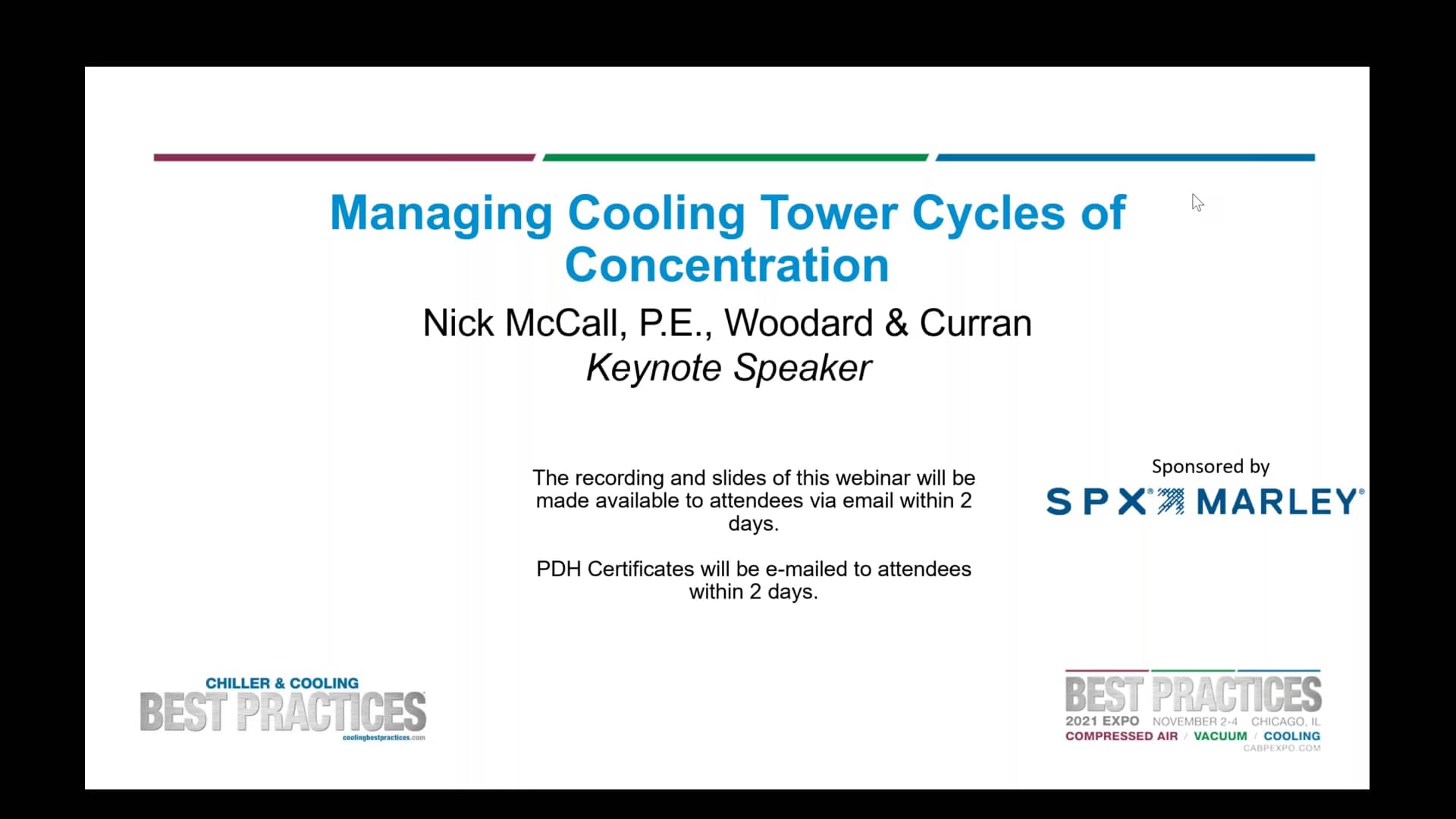 Chiller & Cooling Best Practices inar Managing Cooling Tower