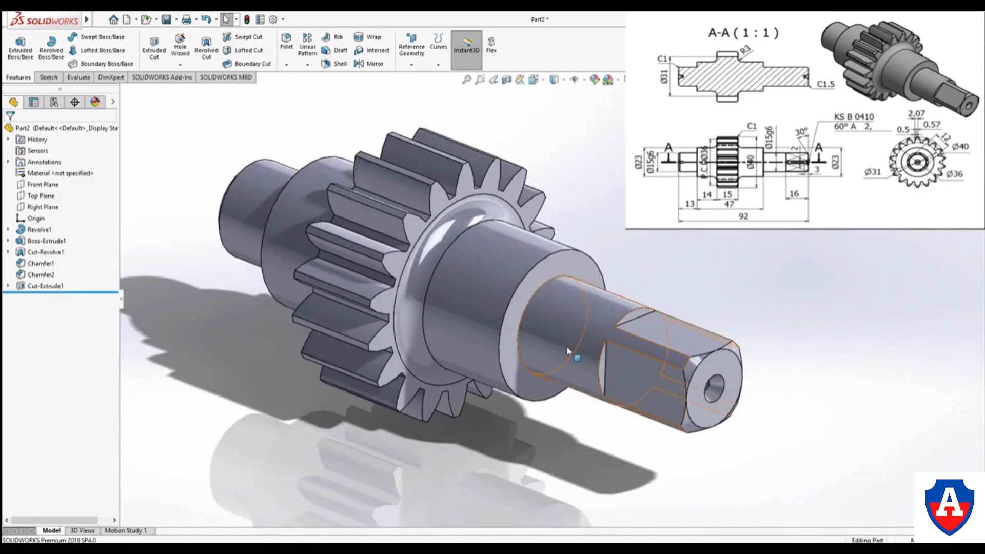 solidworks tutorial 03 gear shaft on Vimeo