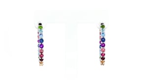 1.80 ct. t.w. Multi-Gem Hoop Earrings in Sterling Silver