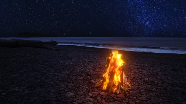 Night Campfire-1. Olympic Peninsula, Rialto Beach - Nature Relax Video