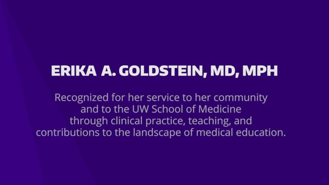 2021 Alumni Service Award: Erika A. Goldstein, MD, Res. ’84, MPH