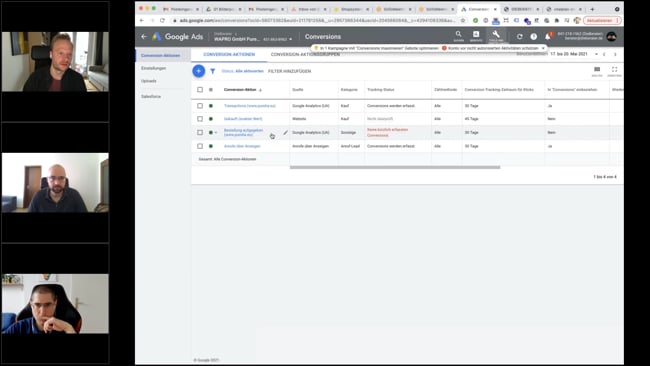 FAQ Google Ads Meeting mit Jonas 25.05.21