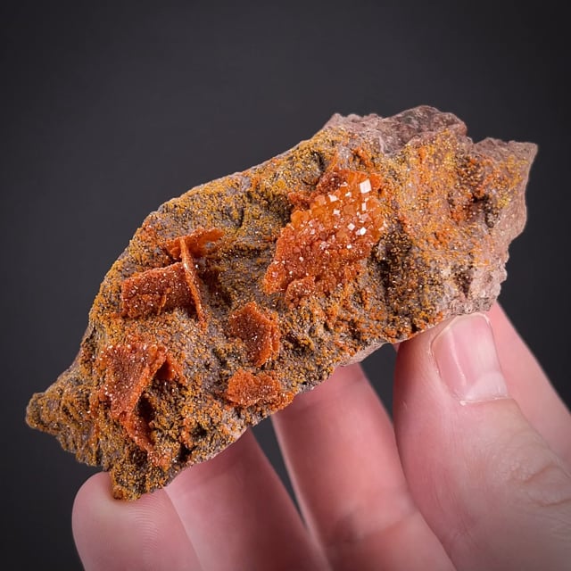 Vanadinite ps. Wulfenite - KRF-35 - Finch Mine (Barking Spider