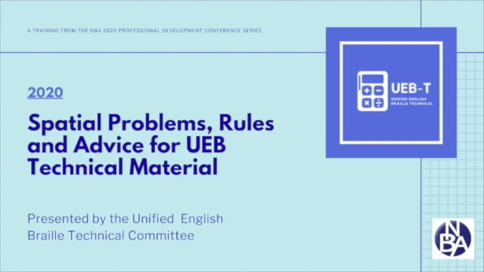 Watch Spatial Problems, Rules and Advice for UEB Technical Material ...