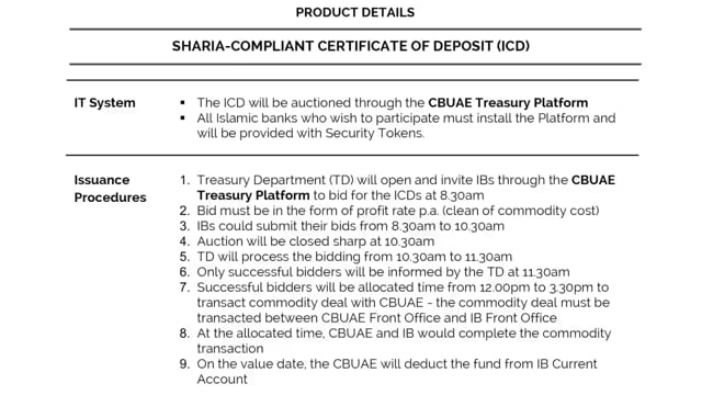 Central Bank Certificate of Deposit: Market Procedures