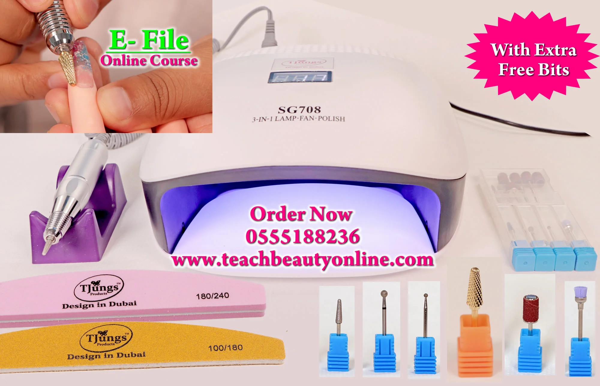 3 in 1 Nail Drill, Dust Collector, UV/LED LAMP - TJUNGS NAILS AND