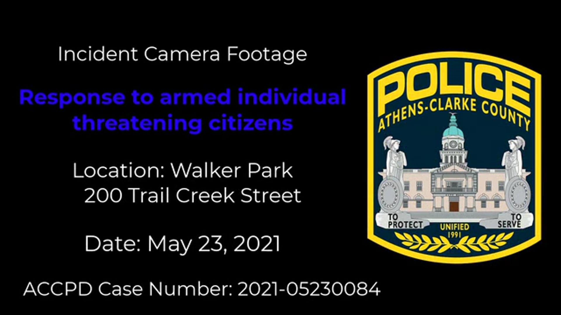Officer Involved Shooting, Walker Park