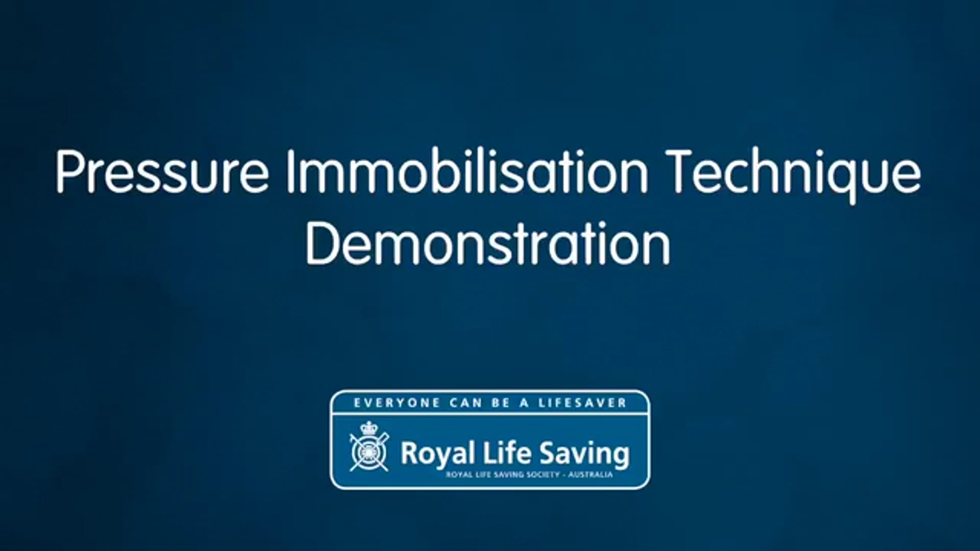 Pressure Immobilisation Technique Demonstration