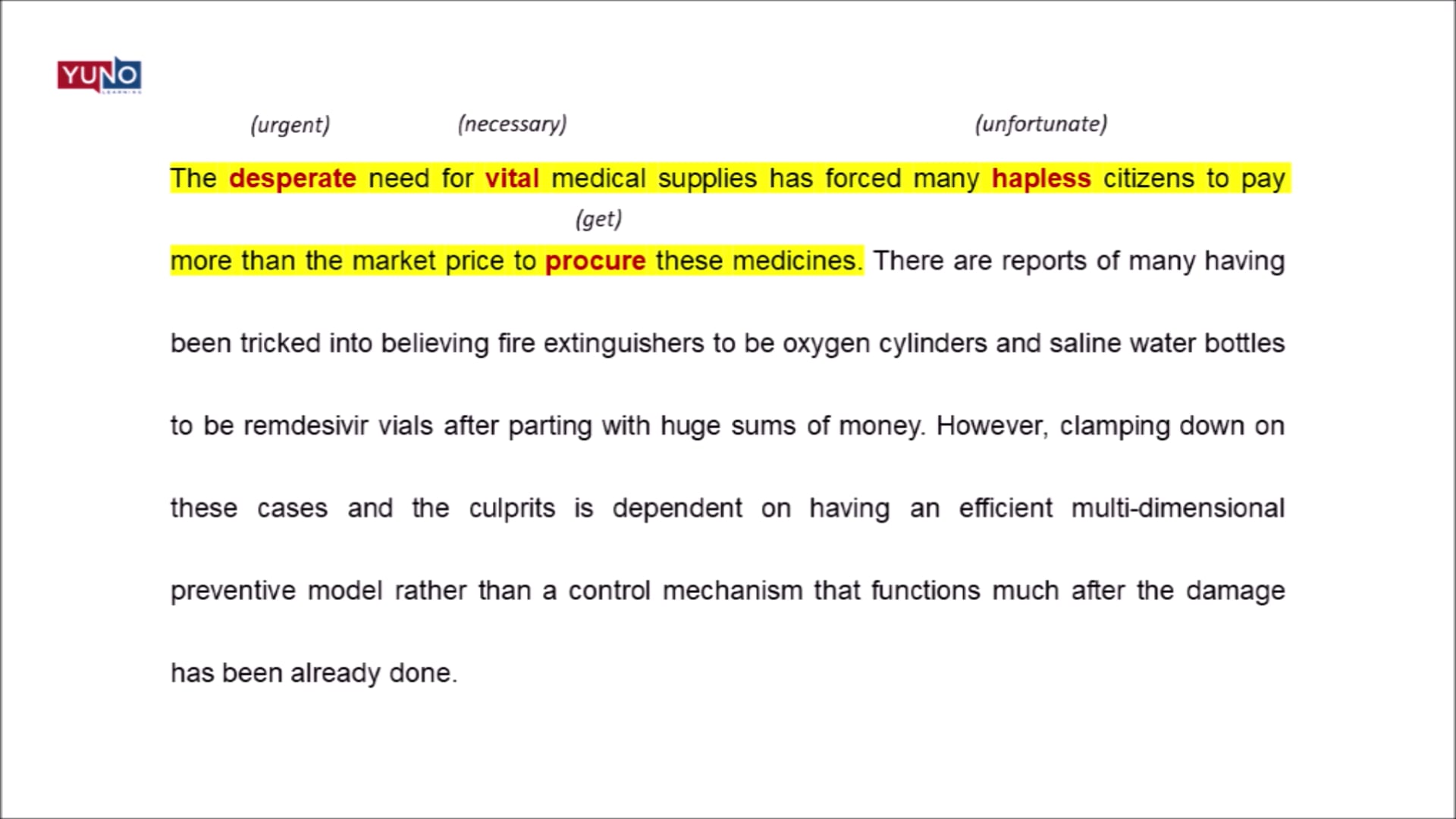 News Vocabulary: COVID black market surges