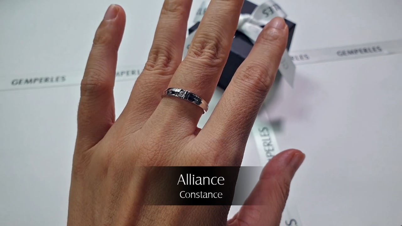 Fede Nuziale Constance - Oro Bianco & Diamante | Gemperles