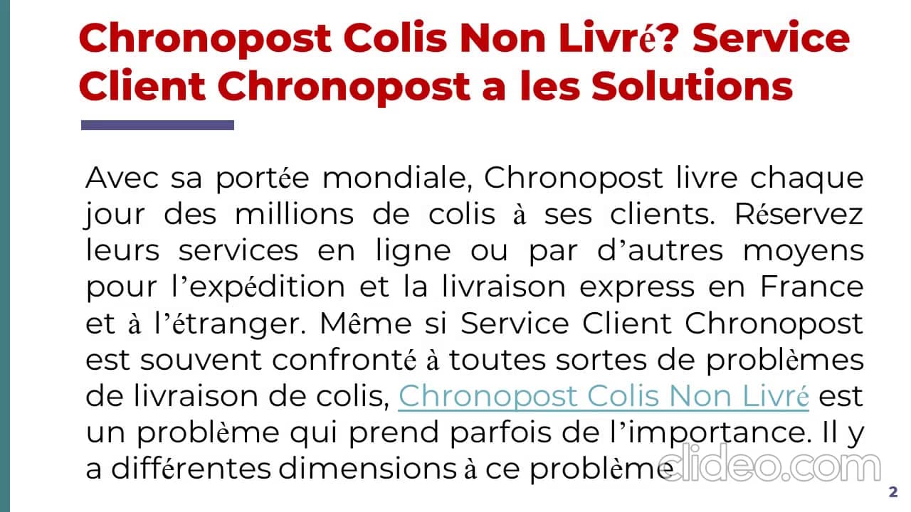 Chronopost Colis Non Livré? Service Client Chronopost a les Solutions on Vimeo