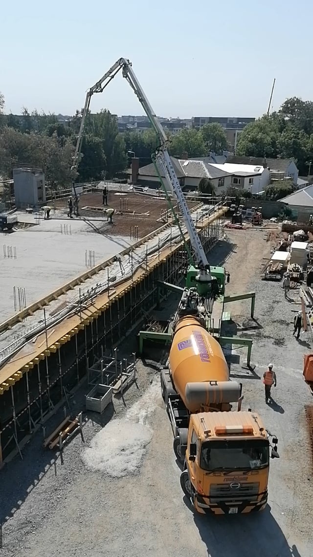 Erne Concrete Pumping | Our M34 machine completing a 1st floor in-situ slab pour, Malahide