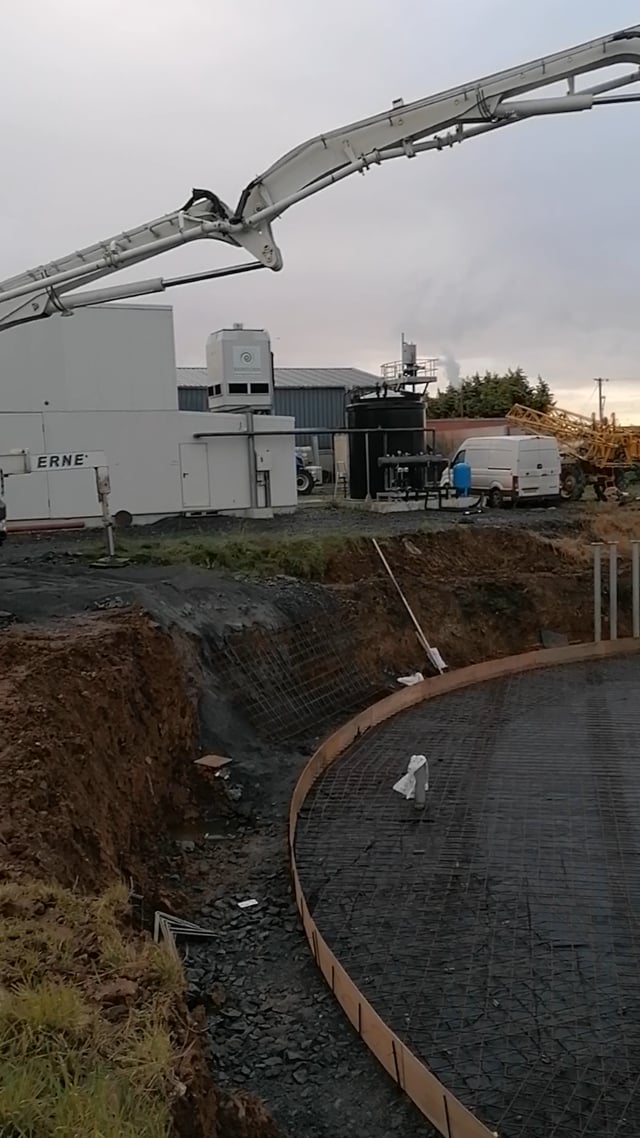 Erne Concrete Pumping | Pouring a base for another Anerobic digestor storage tank, Lisburn
