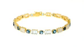 10.00 ct. t.w. London and Sky Blue Topaz Bracelet in 18kt Gold Over Sterling