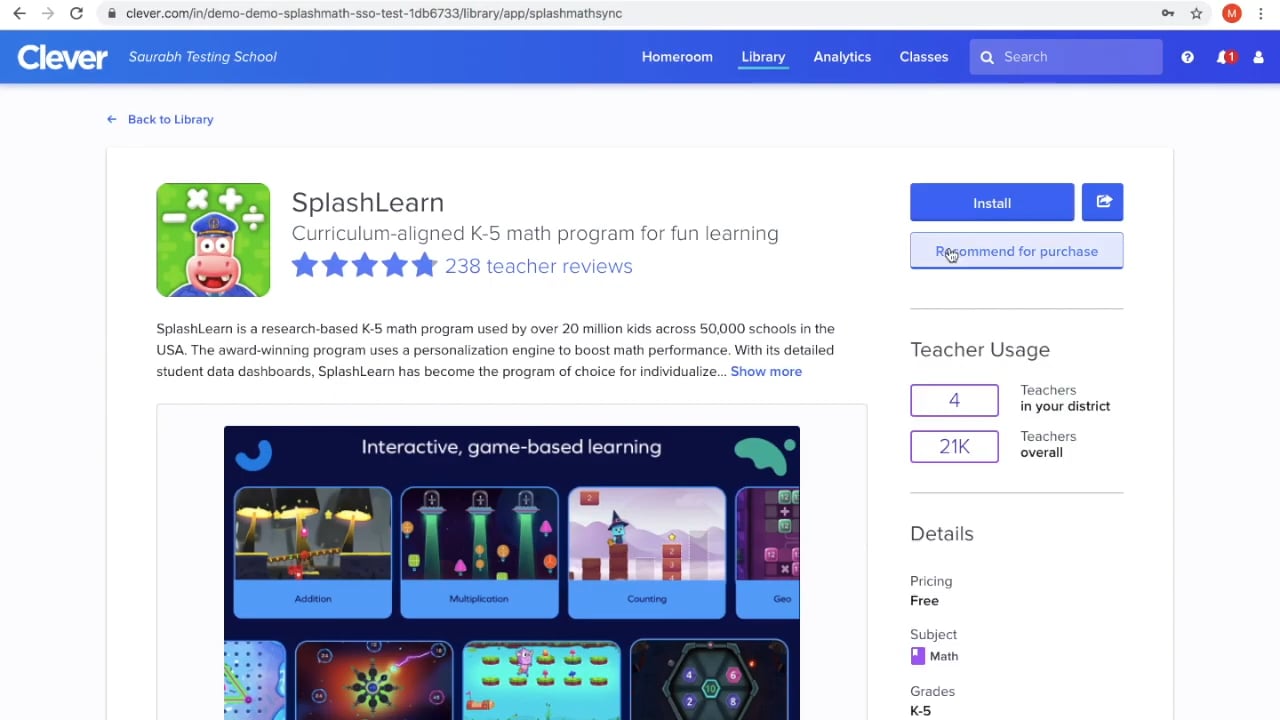 Teachers How To Add SplashLearn In Your Clever Library_ on Vimeo