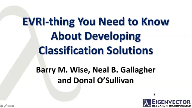EVRI-thing You Need to Know About Developing Classification Solutions