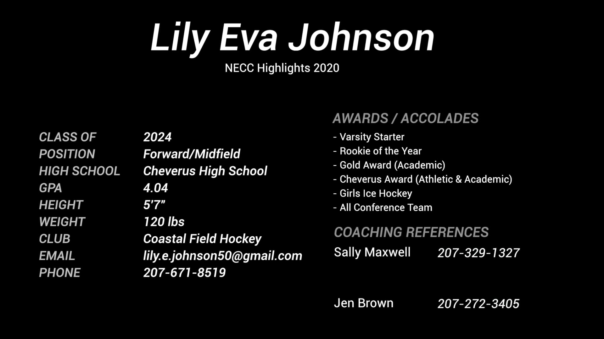 Lily Johnson Field Hockey Highlights NLV 2021.mov on Vimeo