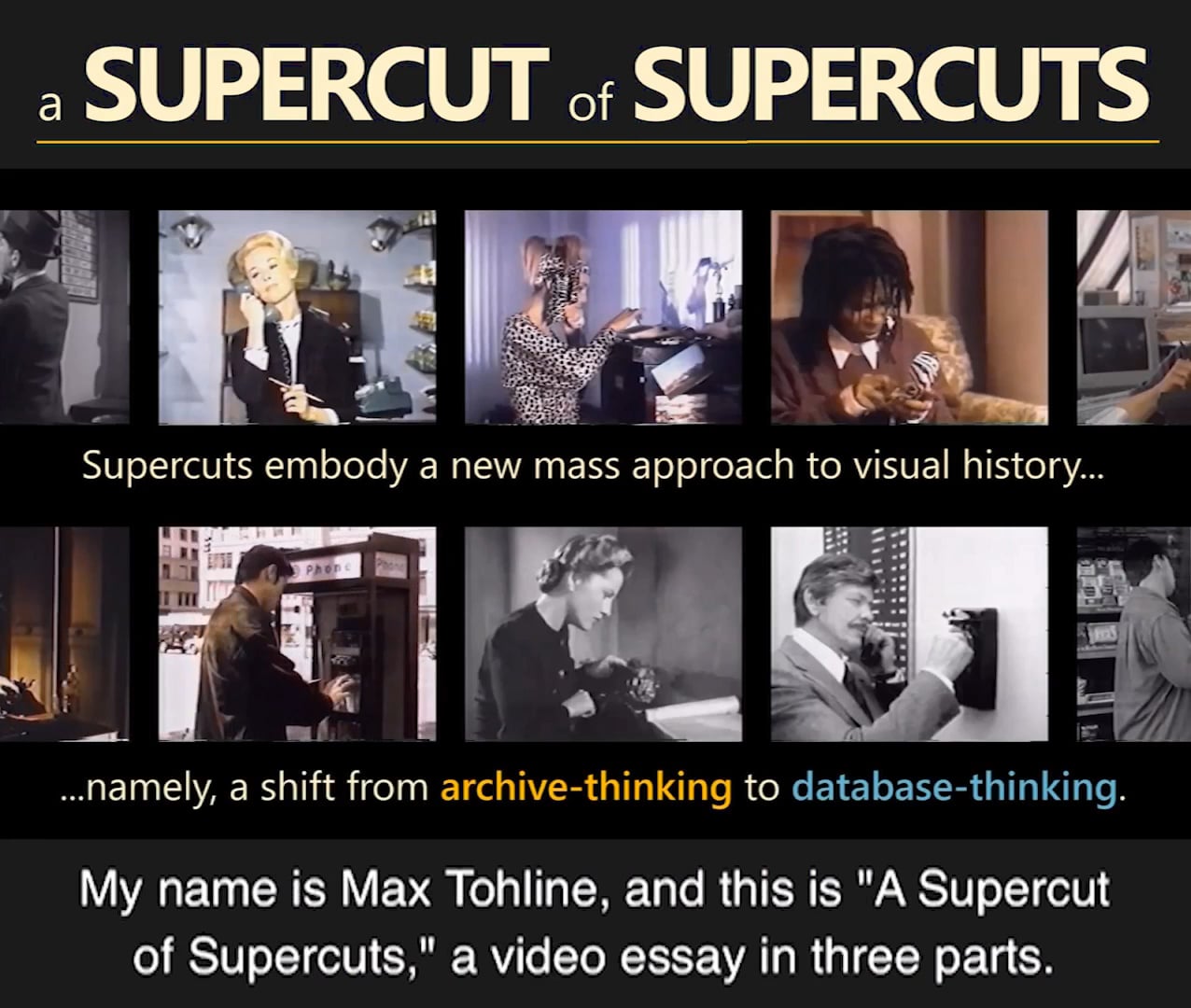 A Supercut of Supercuts: the first 5 minutes on Vimeo