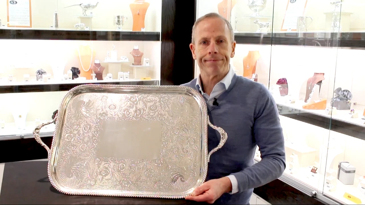 Large Sterling Silver Tray with Handles | AC Silver Large Sterling Silver Tray with Handles | AC Silver