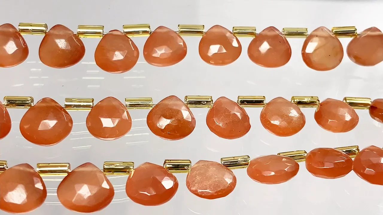 動画】宝石質ペルー産インカローズAAA マロン ブリオレットカット 半連