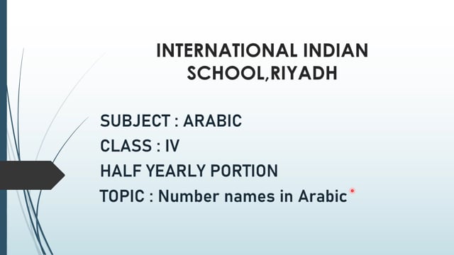 Number Names in Arabic