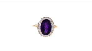 3.90 Carat Amethyst and .21 ct. t.w. Diamond Ring in 14kt Yellow Gold