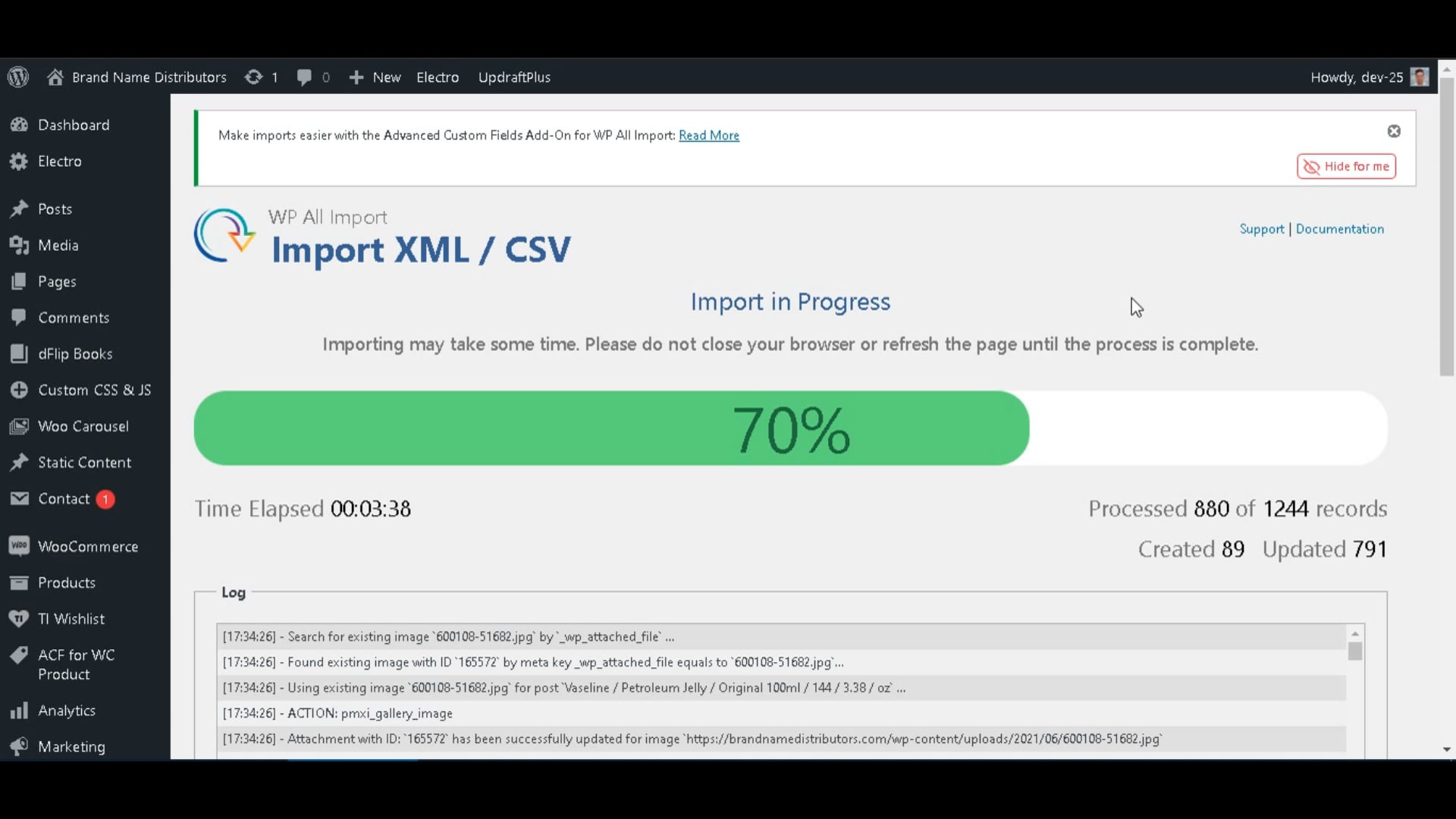 Import products on Vimeo