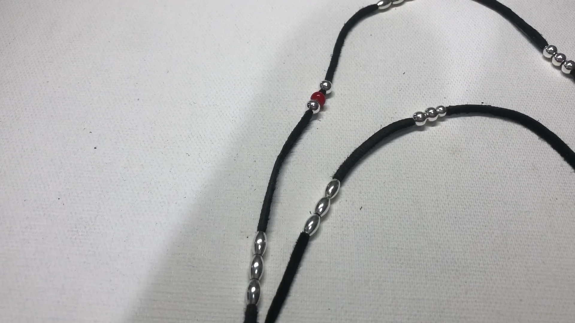 Deerskin＆Sterlingsilverbeads Necklace Color-Black スターリング
