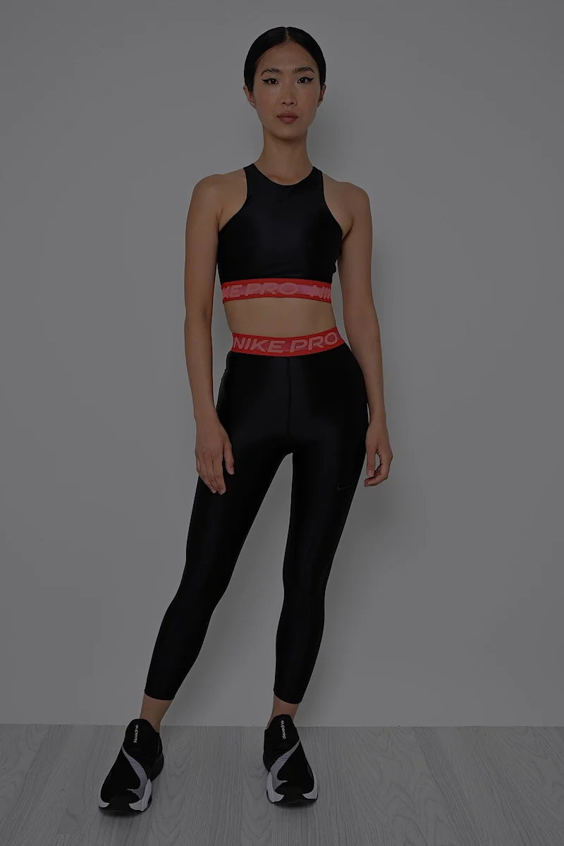 Nike Pro High Rise 7/8 Leggings Women's Black Red DA0570-010 Gym