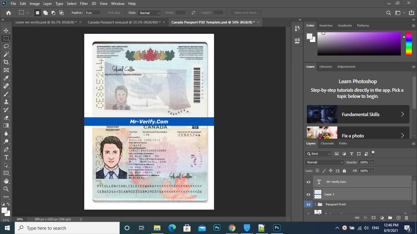 Fake canada Passport PSD Template on Vimeo