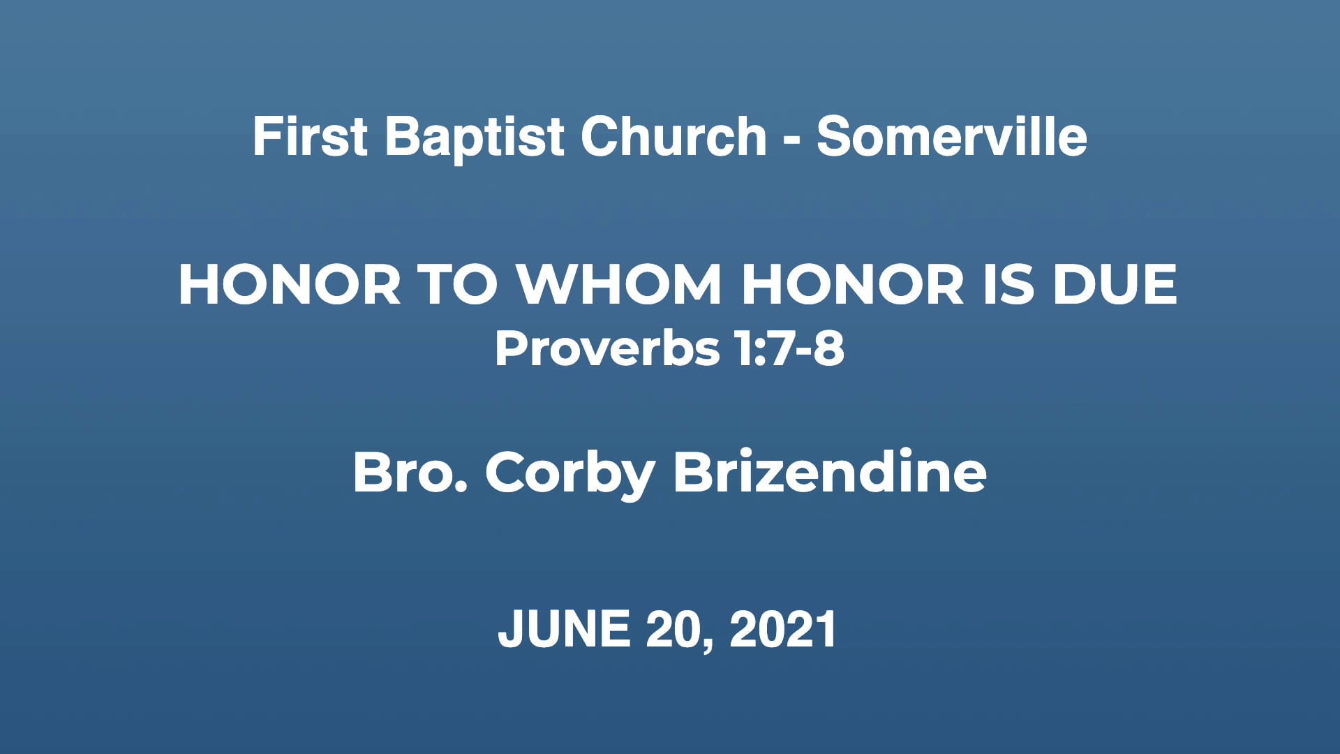 210620 - Honor To Whom Honor Is Due -Sermon Only.mov On Vimeo