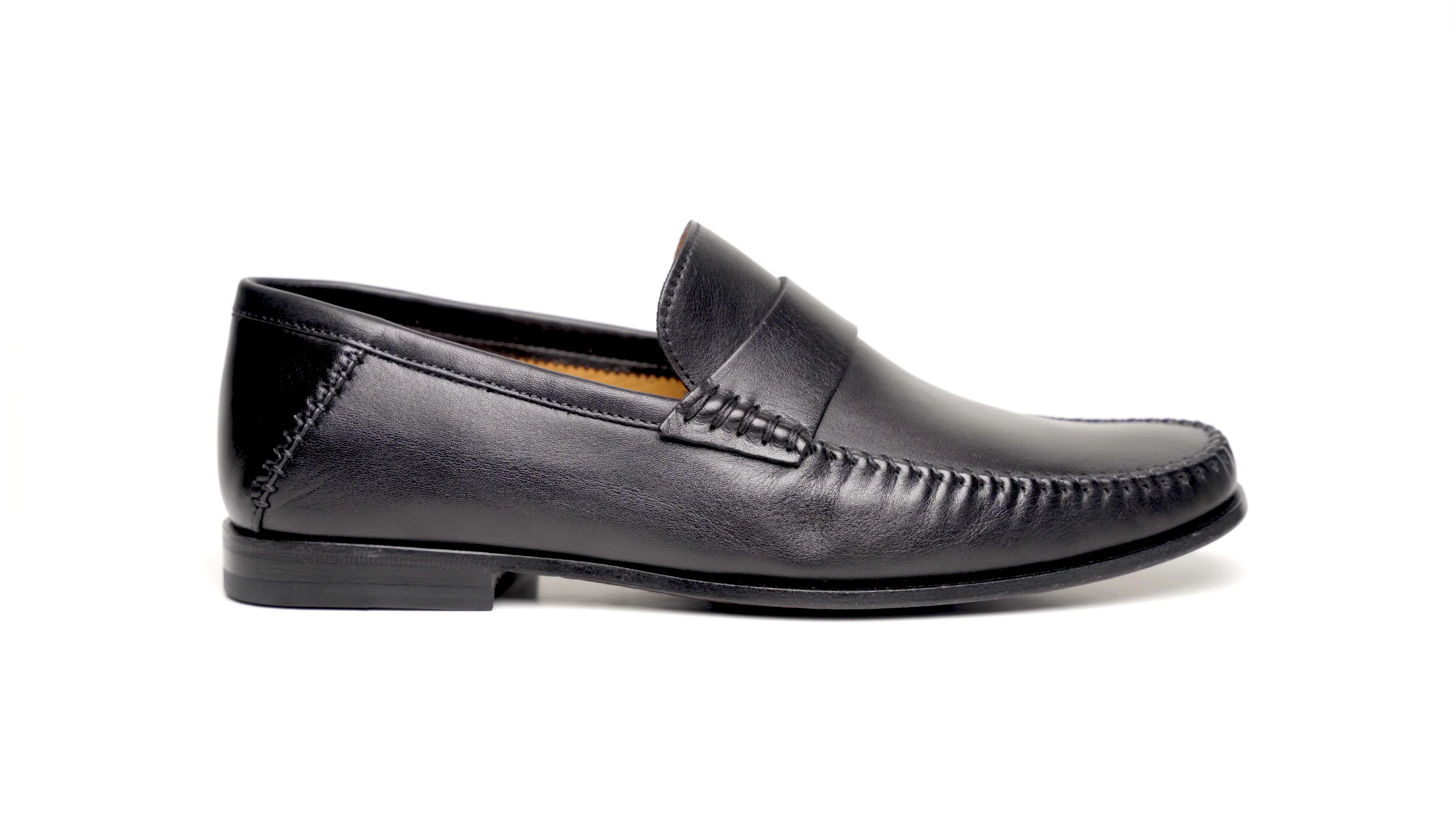 Santoni Paine M1 Penny Loafer Shoes Black | MensDesignerShoe.com