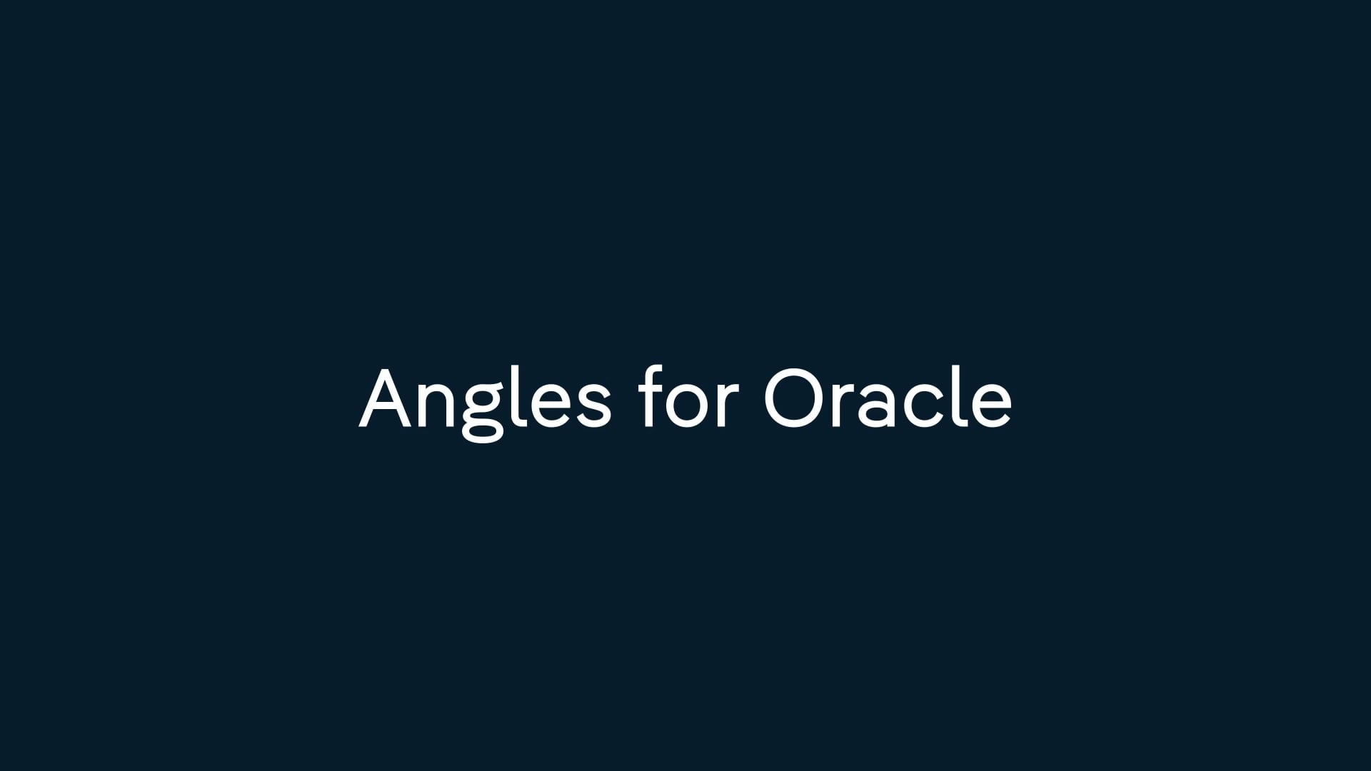 Oracle Discoverer Replacement - Angles for Oracle Demo