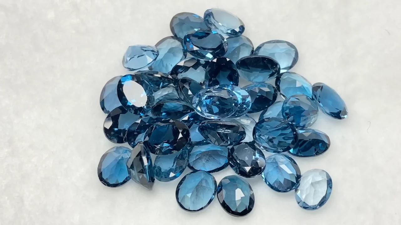 ロンドンブルートパーズ 穴なしオーバルファセットカット8×6×4mm ロンドンブルートパーズ 穴なしオーバルファセットカット8×6×4mm