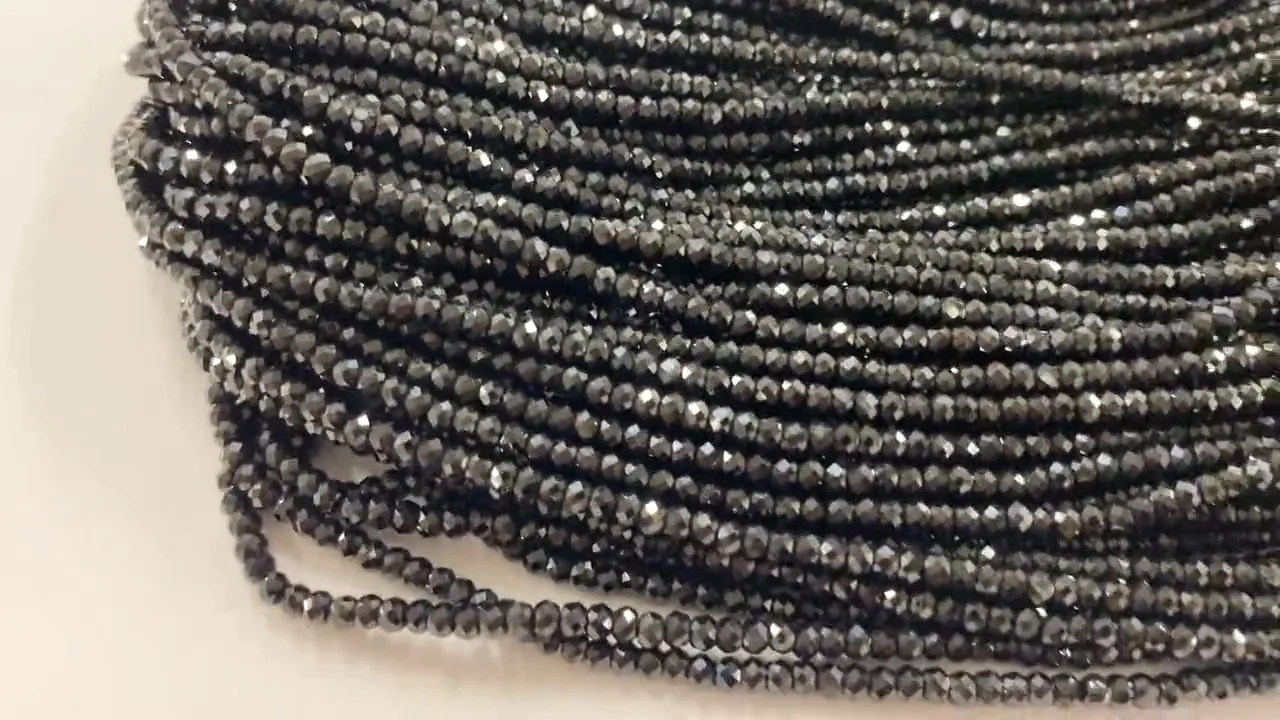 2本780円！ブラックスピネル ボタンカット3×3×1mm 1連 ｜天然石ビーズ 