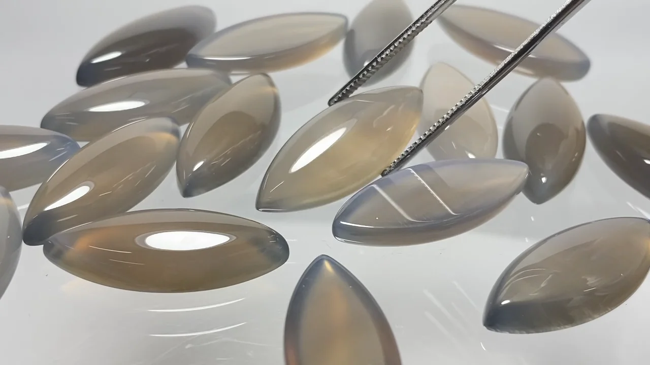 グレーオニキス マーキス カボション30×12mm 1個｜天然石ビーズの卸