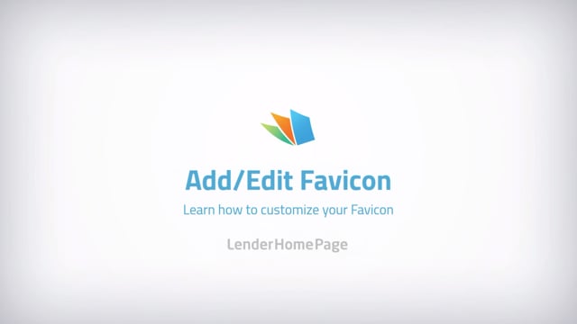 Add/Edit Favicon - LenderHomePage