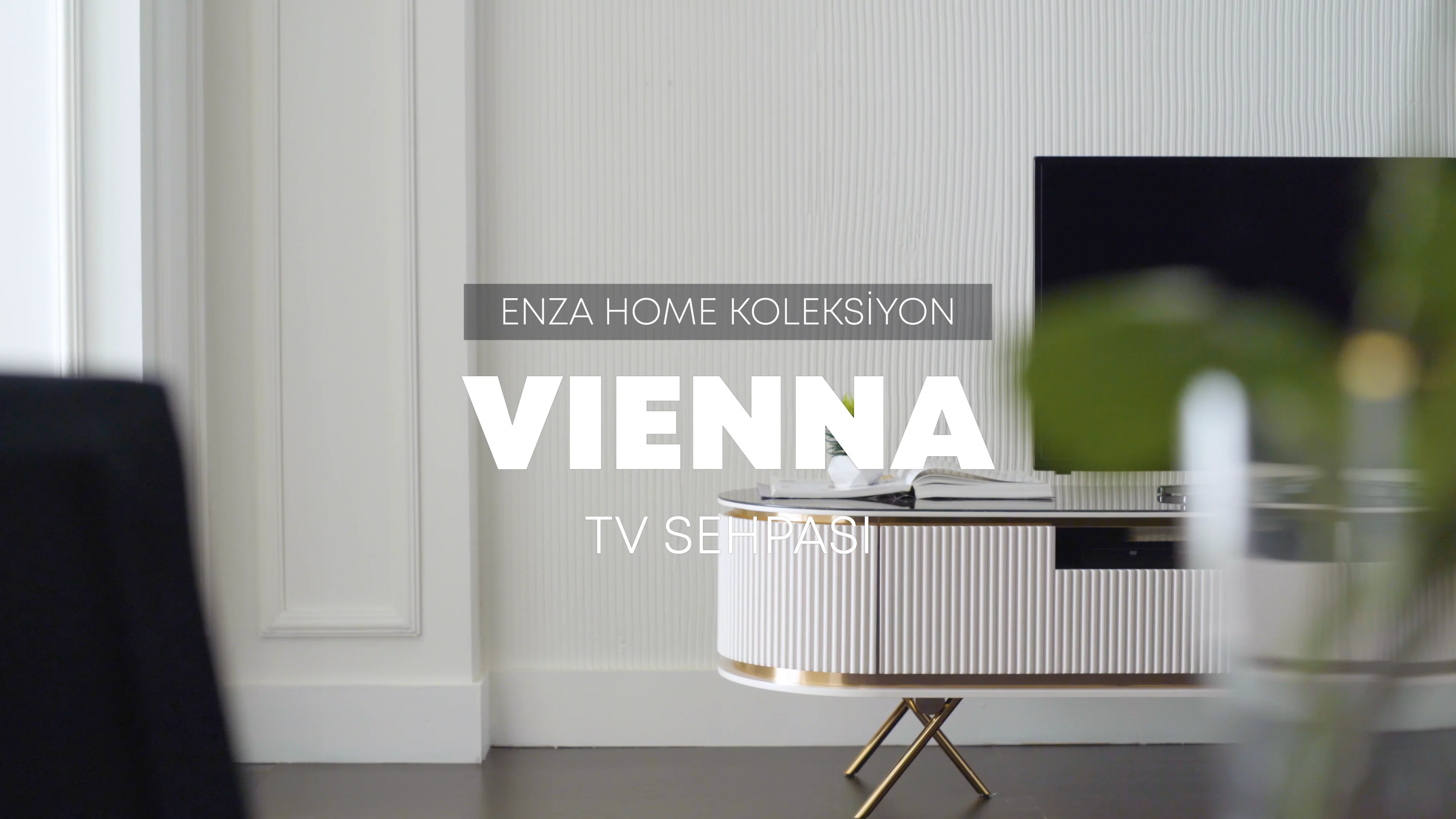 Vienna Vienna Rose-Gold Ayaklı, Renkli TV Sehpası 200x52 cm | Enza