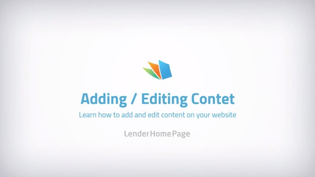 Add/Edit Content on your Website - LenderHomePage