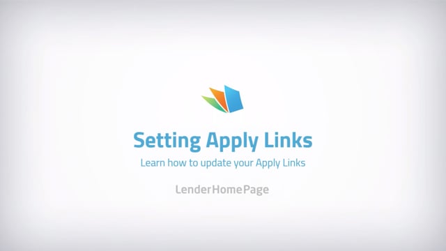 Update Apply link  - LenderHomePage