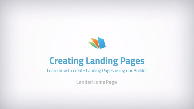 Creating Landing Pages - LenderHomepage