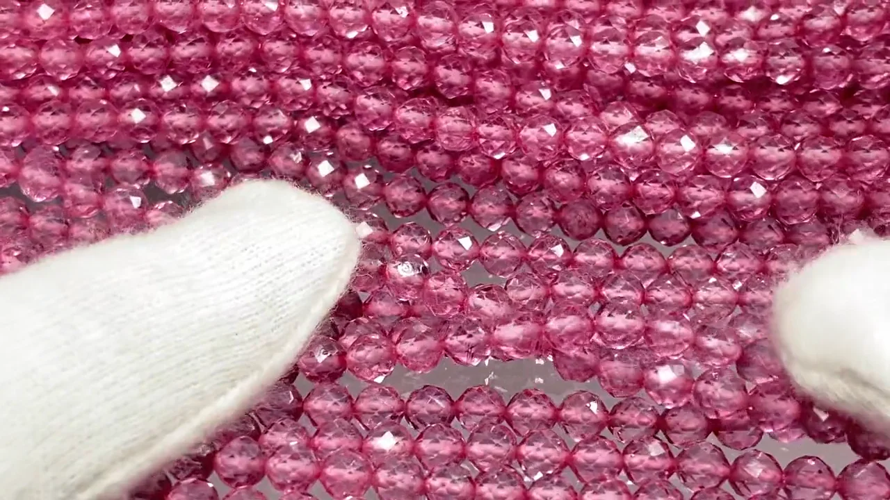 ピンクトパーズ ラウンドカット4mm 1連（約30cm）｜天然石ビーズ