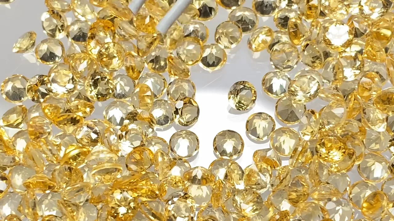 動画】宝石質シトリンAAA ルース ラウンドファセットカット4×4mm 10粒