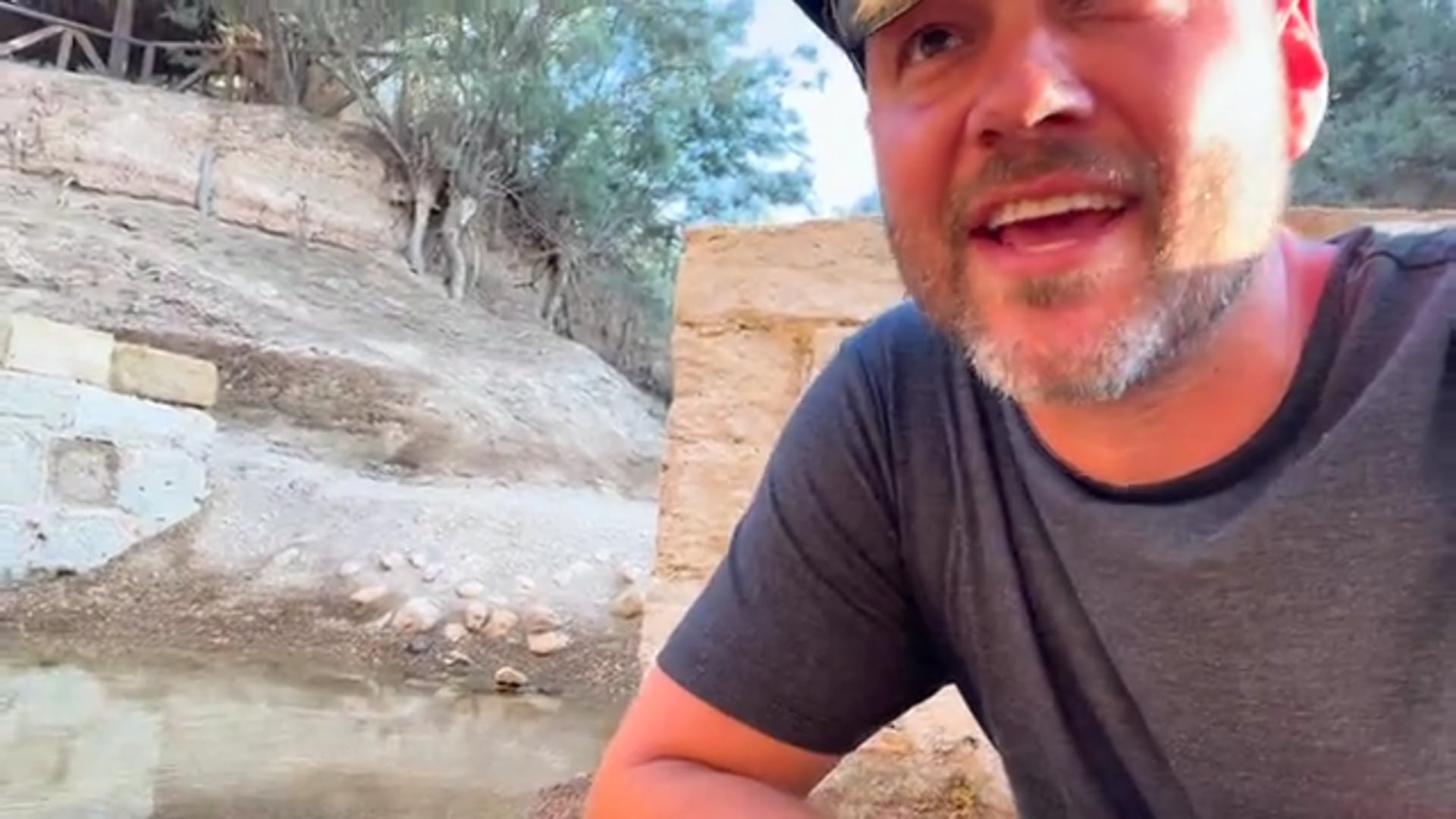 Past the ropes and standing where Jesus was reportedly baptized!
