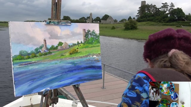 Painting Irish Heritage Sites on the Shannon from a Boat