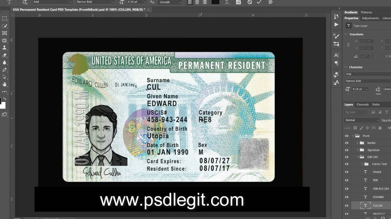 US Green Card PSD Template on Vimeo