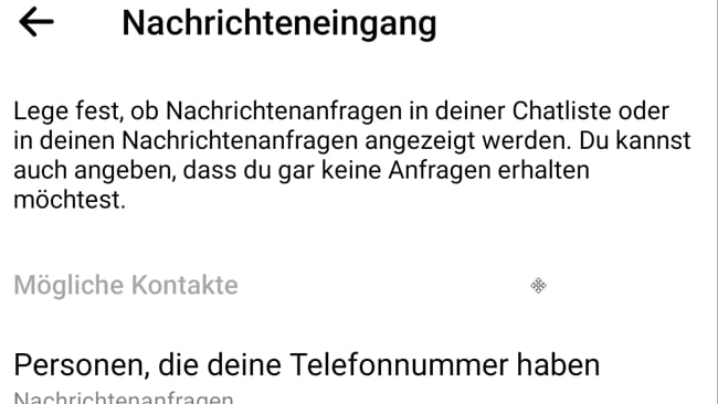Neue Einstellungen für Messenger Posteingang Anfragen