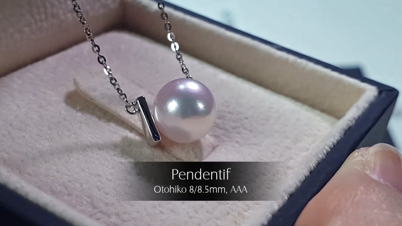 Collana Ciondolo Otohiko - Oro Bianco & Perla Akoya 8/8.5mm, AAA | Gemperles