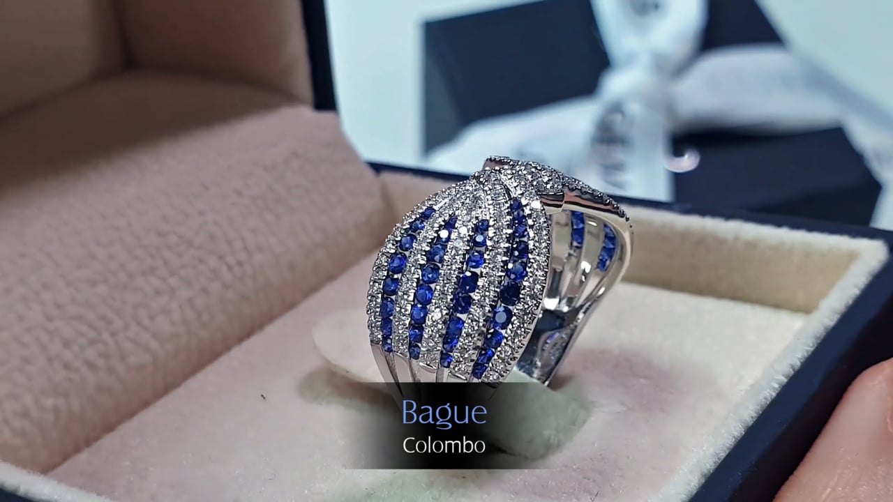 Anello Colombo - Oro Bianco, Diamanti & Zaffiri | Gemperles